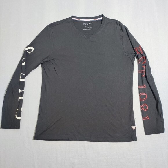 Guess long sleeve T-shirt men's size XL slim fit black with graphic design - Picture 1 of 9